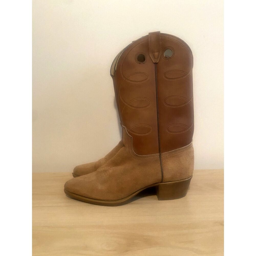 Vintage Western Cowboy Boots Brown Leather Suede Toe USA Made Women’s Size 7 - Picture 3 of 8